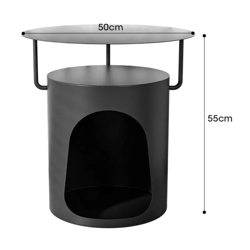 Luxurious Minimalist Iron Bedside Table with Pet Niche – view 8, modern home furniture